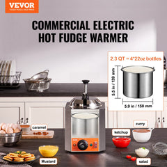 Electric Cheese Dispenser with Pump, 2.3 Qt Commercial Hot Fudge Warmer, Stainless Steel Heated Pump Dispenser, 86-230℉ Temp Adjustable Nacho Cheese Sauce Warmer, for Hot Fudge Cheese Caramel