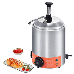 Electric Cheese Dispenser with Pump, 2.3 Qt Commercial Hot Fudge Warmer, Stainless Steel Pump Dispenser, 86-230℉ Temp Adjustable Nacho Cheese Sauce Warmer, for Hot Fudge Cheese Caramel