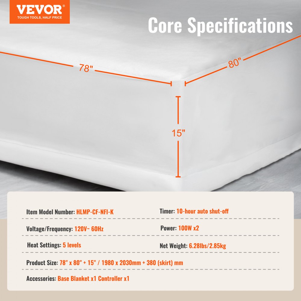 Bostome King heated mattress pad in coral fleece with dual-zone temperature control and auto-off feature.