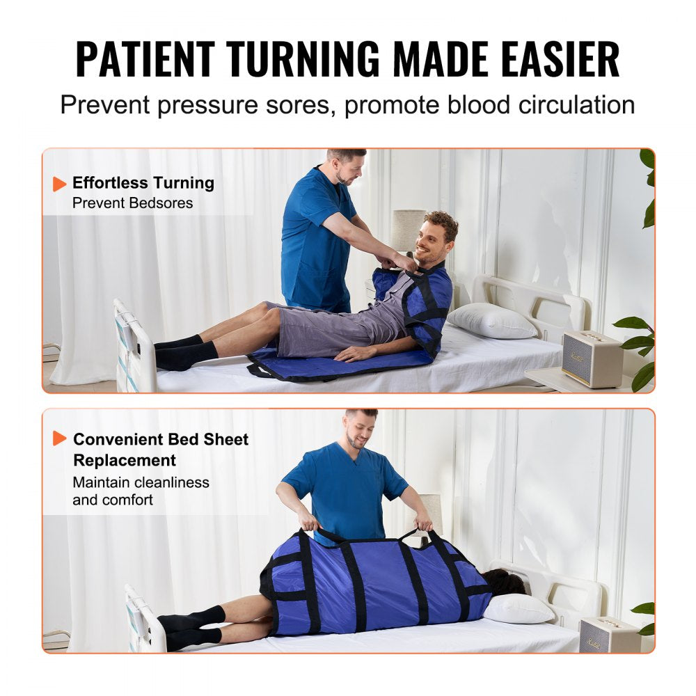 Positioning Bed Pad 48"x40" Patient Transfer Sheet & 8 Reinforced Handles