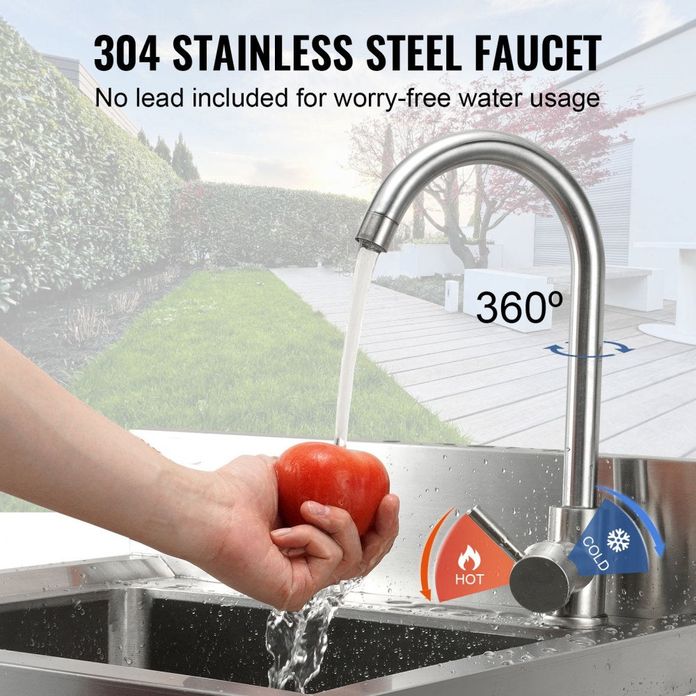 Stainless Steel Utility Sink, 1 Compartment Free Standing Small Sink Include Faucet & legs, 16 x 13 x 8.7 in Commercial Single Bowl Sinks for Garage, Restaurant, Kitchen, Laundry, NSF Certified