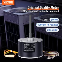 Condenser Fan Motor 5KCP39BGS069S, 5KCP39BGY915S, 1/10 HP 208-230V, 1100RPM, OEM Standard Upgraded Replacement Condenser Motor Reversible Rotating, Explosion-proof CBB65 5μF/370V Capacitor