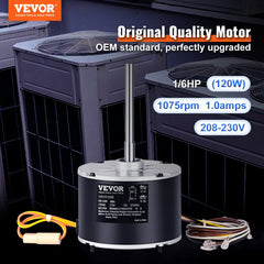 Condenser Fan Motor OGD1016, 1/6 HP 208-230V Condenser Fan Motor 1075RPM, OEM Standard Upgraded Replacement Condenser Motor Reversible Rotating, Explosion-proof CBB65 5μF/370V Capacitor