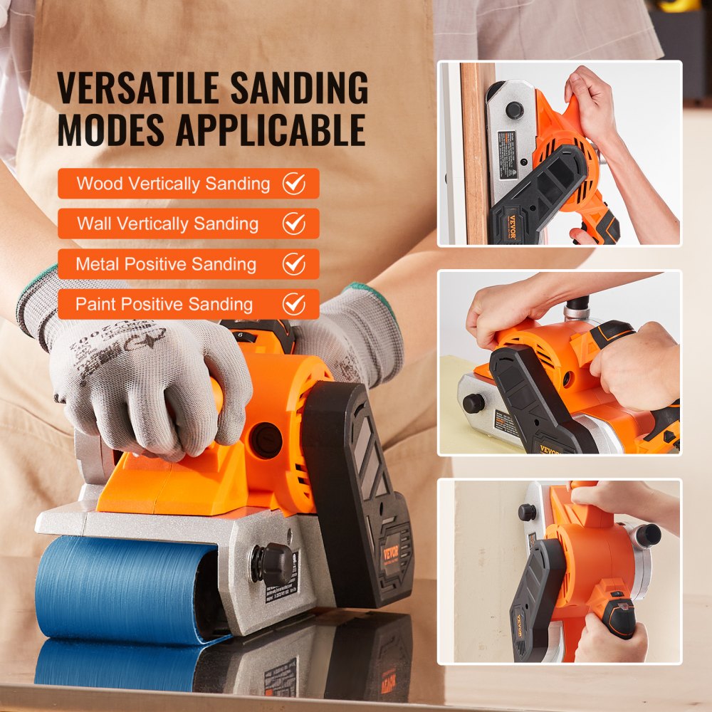 10AMP Belt Sander, 4" x 24" Belt Sanders for Woodworking with 6 Speeds 274-480 m/min, Powerful Sander Machine with 2 in 1 Vacuum Adapter, 2 Dust Bags, 2 Sanding Belts