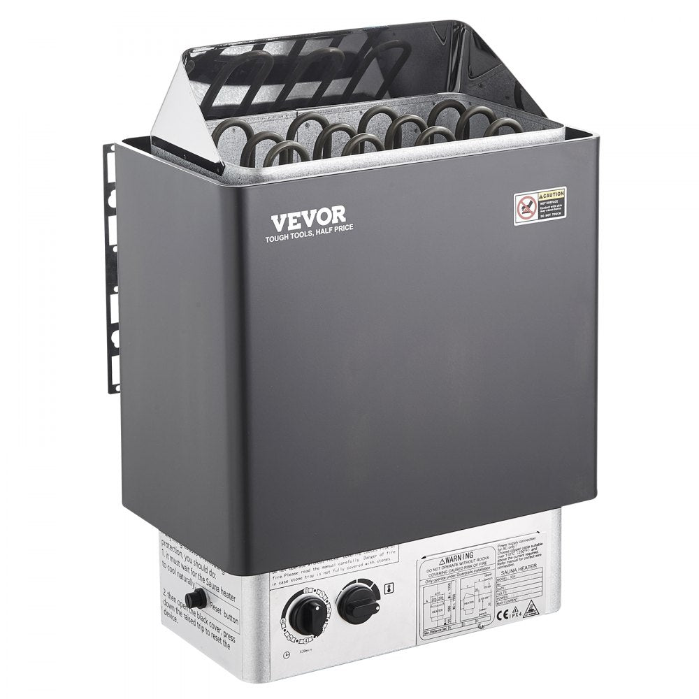Sauna Heater, 6KW 220V Electric Sauna Stove, Steam Bath Sauna Heater with Built-In Controls, 3h Timer and Adjustable Temp for Max. 176-318 Cubic Feet, Home Hotel Spa Shower Use, FCC Certification
