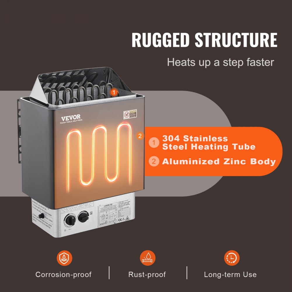 9KW Sauna Heater, Steam Bath Sauna Heater with Built-In Controls, Electric Sauna Stove, 3h Timer and Adjustable Temp for Max. 317-459 Cubic Feet, Home Hotel Spa Shower Use 220V, FCC Certification