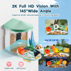 Smart Bird Feeder with Camera 2K HD AI Identify Bird Species Auto Capture