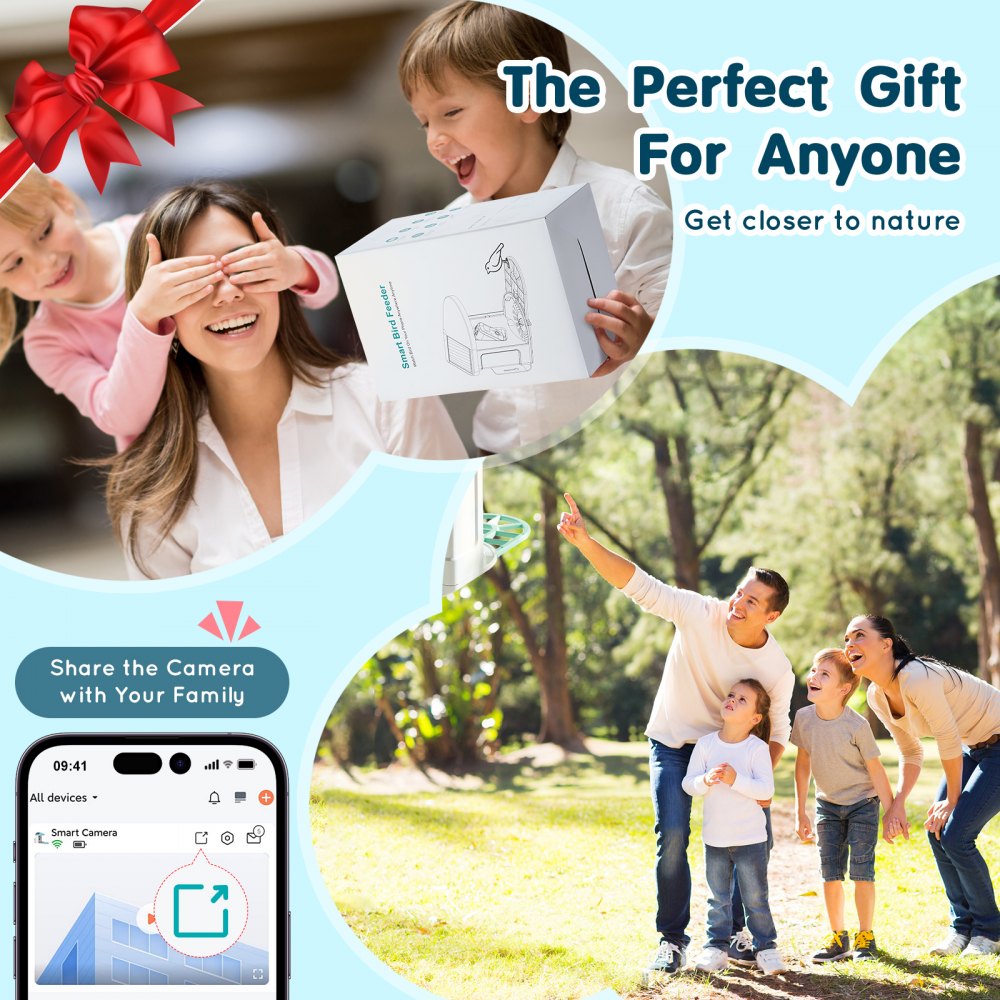 Smart Bird Feeder with Camera 2K HD AI Identify Bird Species Auto Capture