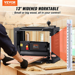 Bostome 13-inch benchtop thickness planer with cast-iron table and single-speed motor.