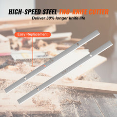13-inch benchtop thickness planer with cast-iron table and two-knife cutterhead.