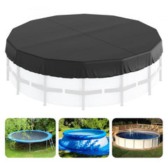 18 Ft Round Pool Cover, Solar Covers for Above Ground Pools, Safety Pool Cover with Drawstring Design, 420D Oxford Fabric Summer Pool Cover, Waterproof and Dustproof, Black