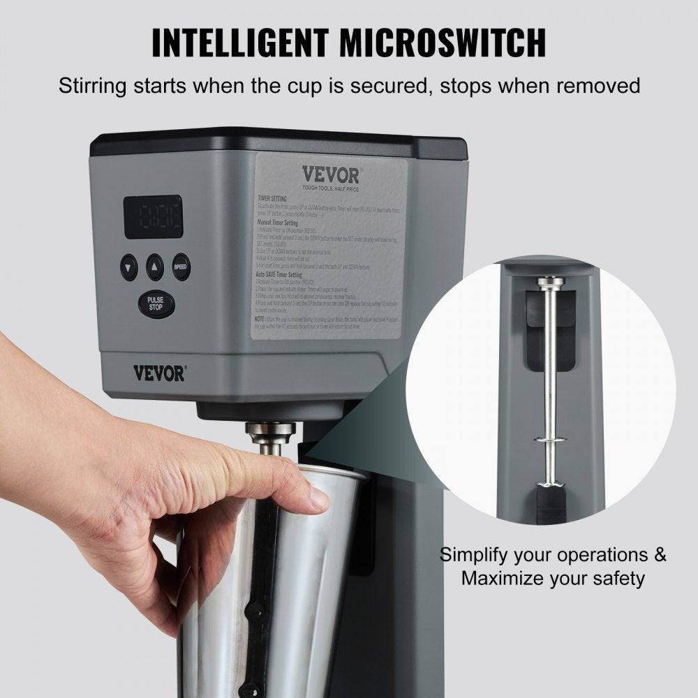 Milkshake Maker, 375W Electric Milkshake Machine, Single Head Drink Mixer Blender Machine, LED Intelligent Microswitch, 3-Speed Milkshake Mixer with 820 ml Stainless Steel Cup