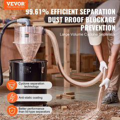 Cyclone Dust Separator w/ Tank Vacuum Cleaner Separator 4" for 13 Gal Tank