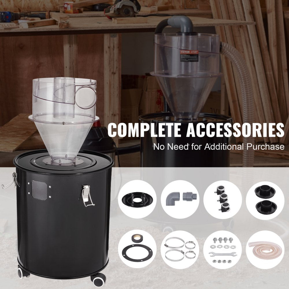Cyclone Dust Separator w/ Tank Vacuum Cleaner Separator 4" for 13 Gal Tank