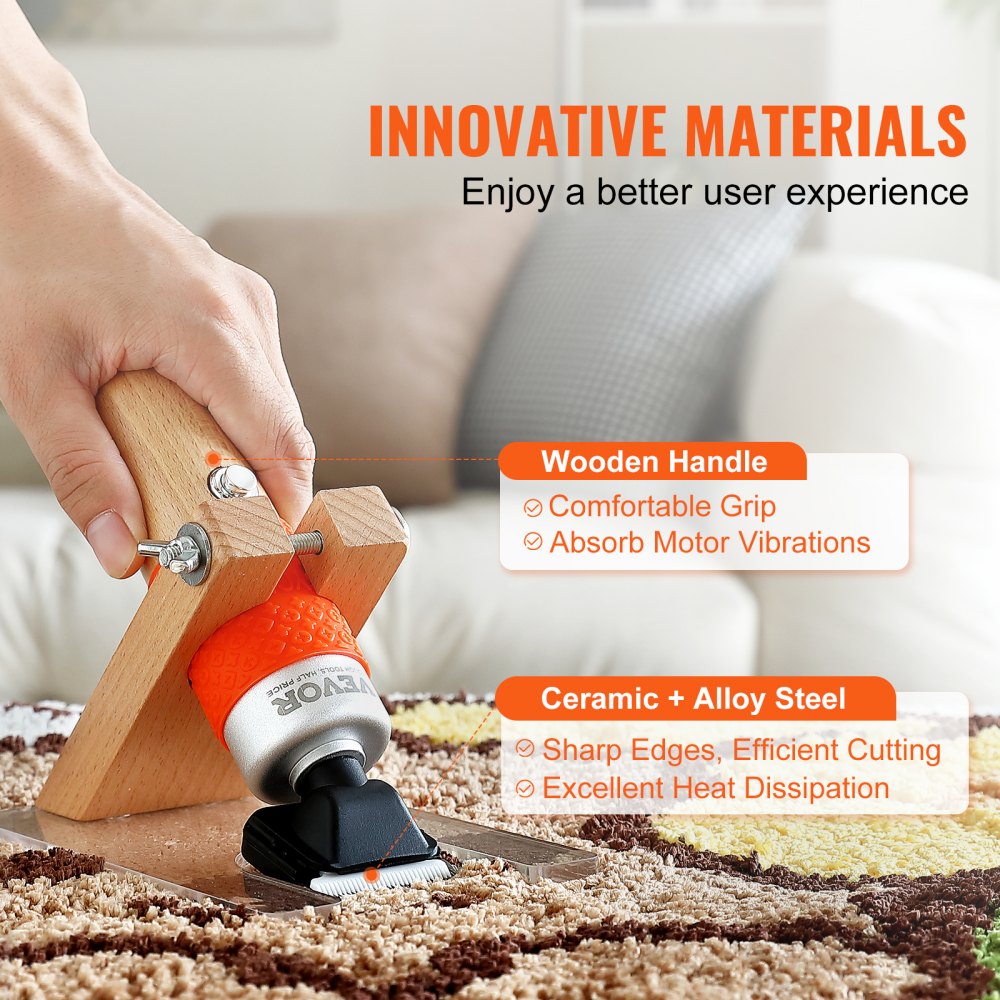 Bostome Electric Carpet Trimmer with adjustable speed and precision ceramic blades for easy rug care.