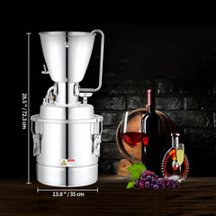 Water Alcohol Distiller, 8 Gal/30 L, 304 Stainless Steel Still w/ 6-Lap Coil & Exhaust Port, Home Distillery Kit w/Thermometer Pump, Oxygen-Free Steaming for Purer Whiskey Brandy Essential Oil