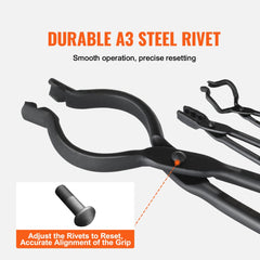 Blacksmith Tongs, 18” 3 PCS, V-Bit Bolt Tongs, Wolf Jaw Tongs and Z V-Bit Tongs, Carbon Steel Forge Tongs with A3 Steel Rivets, for Beginner and Seasoned Blacksmiths, Bladesmiths and Craftsmen