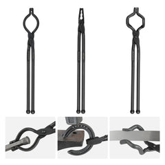 Blacksmith Tongs, 18” 3 PCS, V-Bit Bolt Tongs, Wolf Jaw Tongs and Z V-Bit Tongs, Carbon Steel Forge Tongs with A3 Steel Rivets, for Beginner and Seasoned Blacksmiths, Bladesmiths and Craftsmen