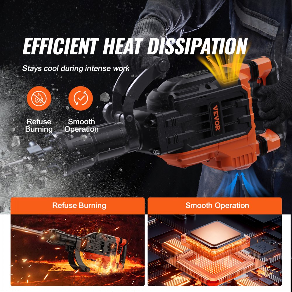 Bostome 3500W electric demolition jack hammer with heavy-duty aluminum construction and 360° handle.