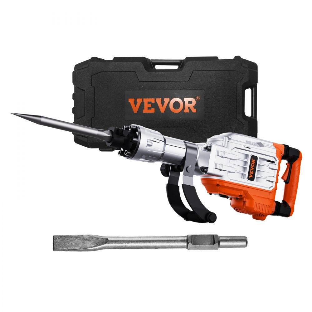 Bostome 3500W electric demolition jack hammer with 60J impact, 2 chisels, and carrying case.