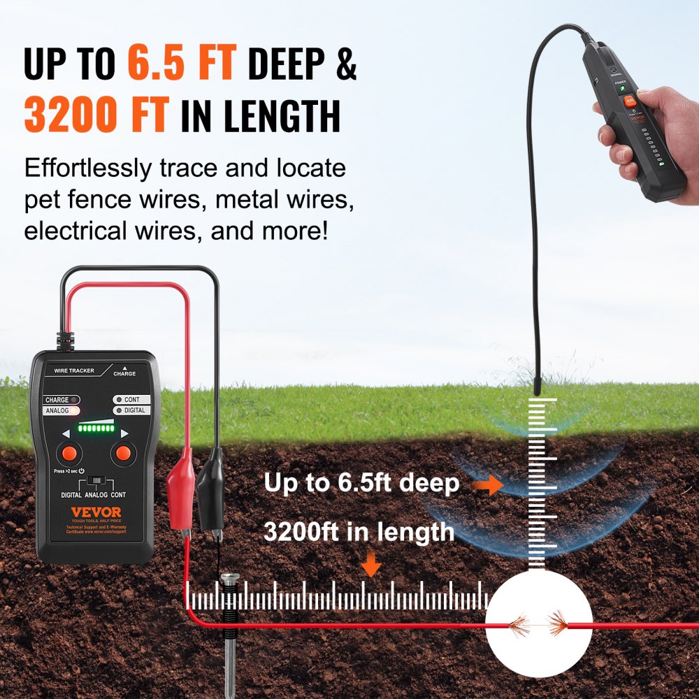 Bostome Underground Cable Locator with dual scanning modes and built-in LED flashlight.
