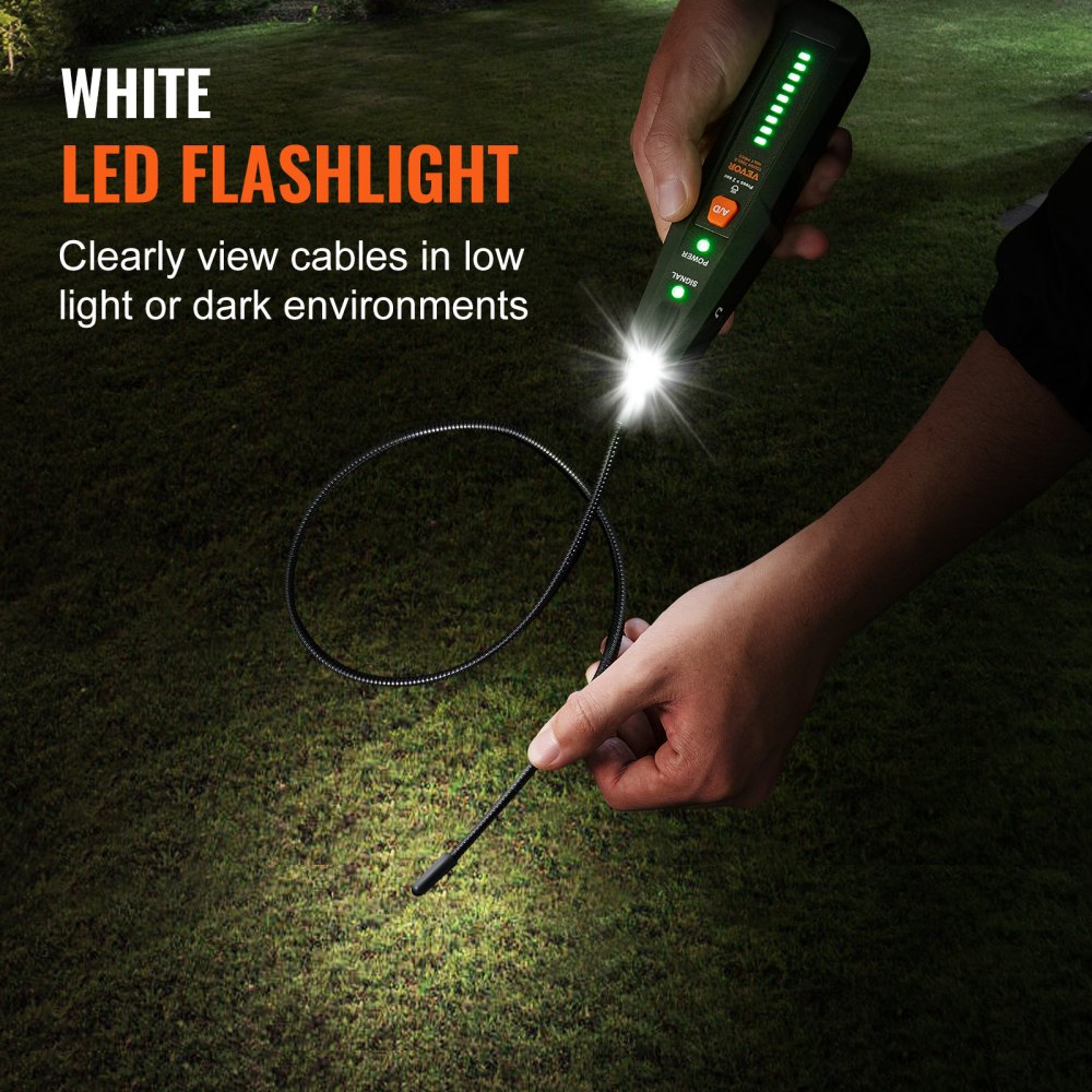 Bostome Underground Cable Locator with dual scanning modes and built-in LED flashlight.