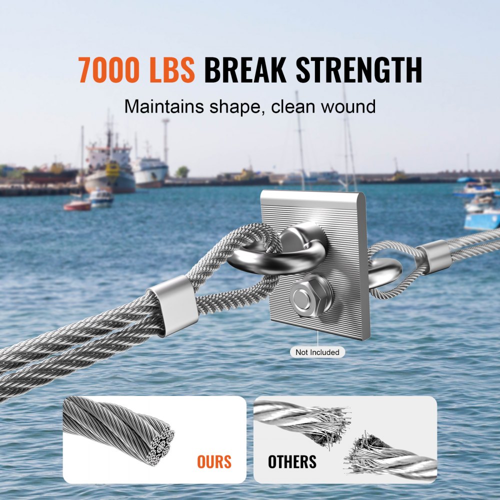 Carbon Steel Cable 1/4" 7x19 Strands Steel Wire Rope 250 ft Cable Railing