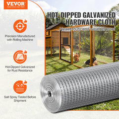 Hardware Cloth, 1/2 inch 24in x 25 ft 19 Gauge, Hot Dipped Galvanized Wire Mesh Roll, Chicken Wire Fencing, Wire Mesh for Rabbit Cages, Garden, Small Rodents