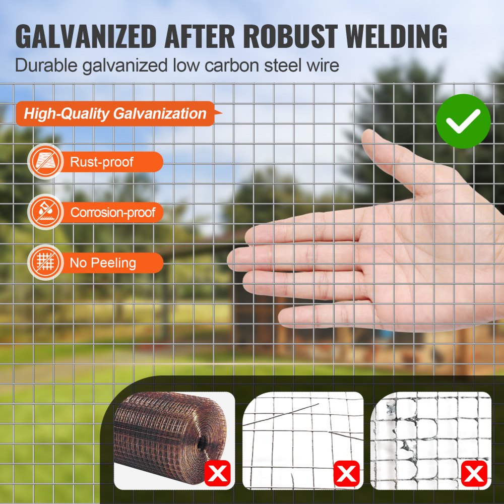 Hardware Cloth, 1/2 inch 24in x 25 ft 19 Gauge, Hot Dipped Galvanized Wire Mesh Roll, Chicken Wire Fencing, Wire Mesh for Rabbit Cages, Garden, Small Rodents
