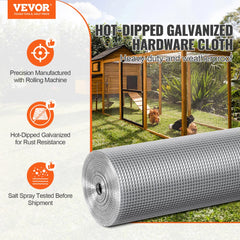 Hardware Cloth, 1/4 inch 36in x 50 ft 23 Gauge, Hot Dipped Galvanized Wire Mesh Roll, Chicken Wire Fencing, Wire Mesh for Rabbit Cages, Garden, Small Rodents