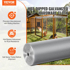 Hardware Cloth, 1/4 inch 48in x 50 ft 23 Gauge, Hot Dipped Galvanized Wire Mesh Roll, Chicken Wire Fencing, Wire Mesh for Rabbit Cages, Garden, Small Rodents