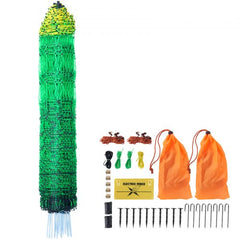 Portable 42" high electric fence netting with mesh design and double-spiked fiberglass posts.