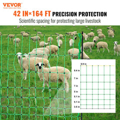 Portable 42-inch high electric fence netting with mesh design and double-spiked posts.