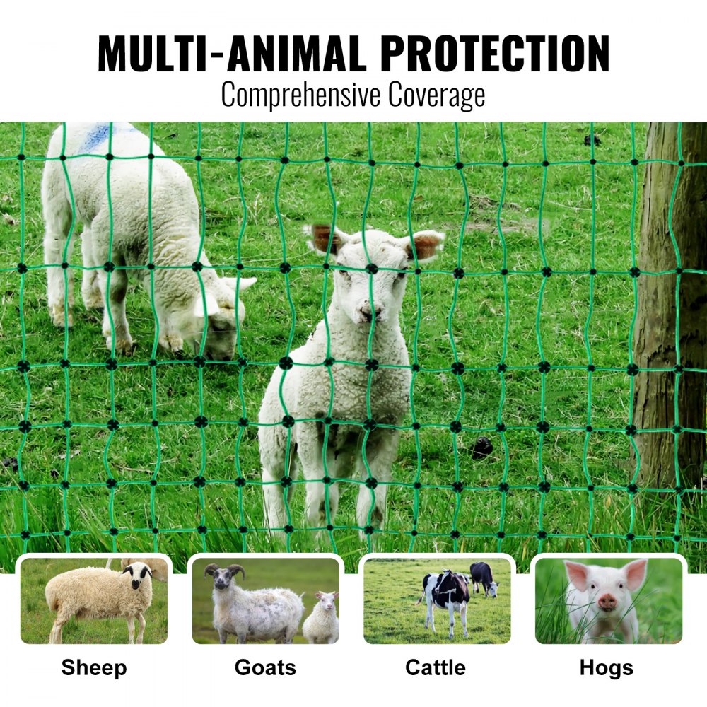 Bostome 42" high electric fence netting with portable mesh and double-spiked posts.