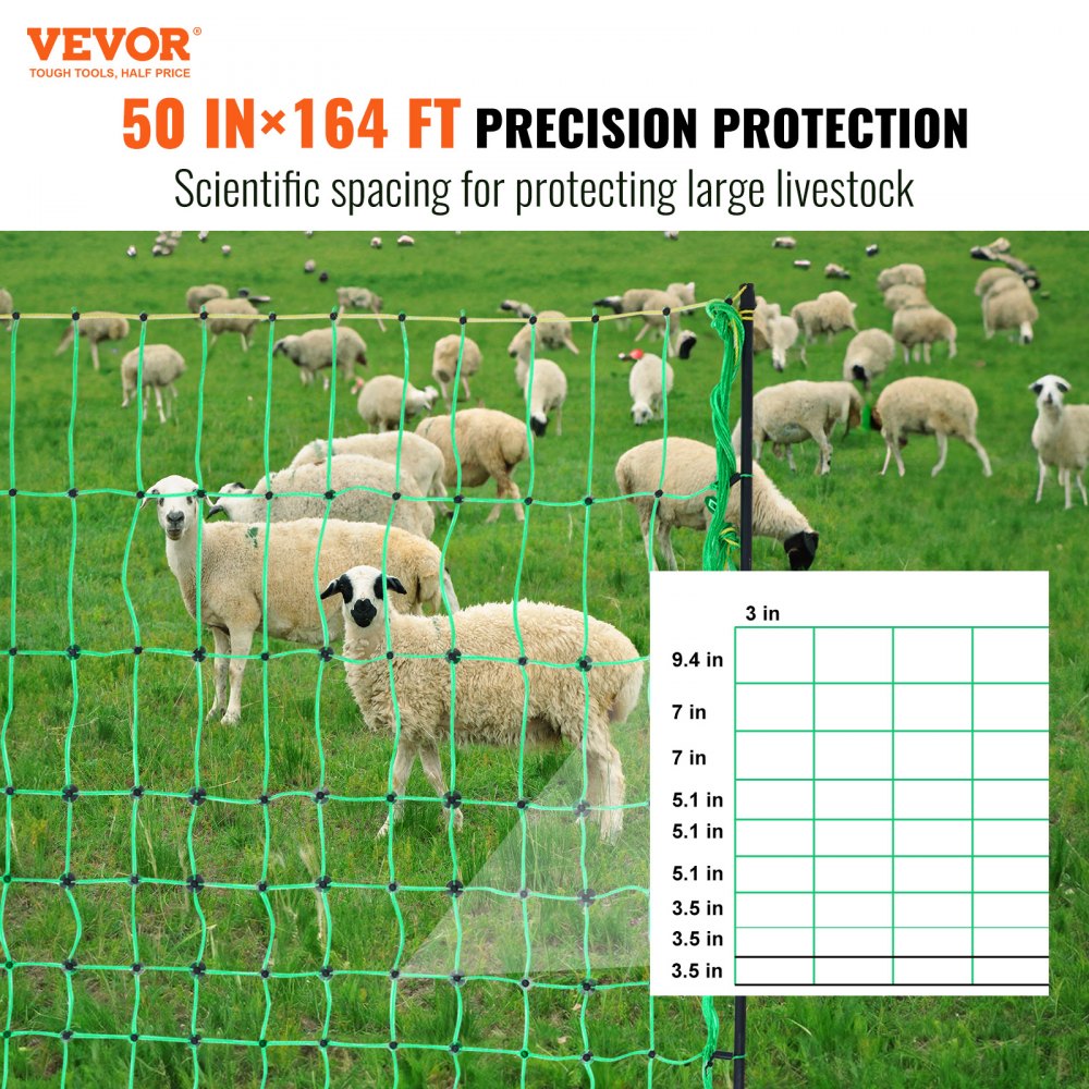 Bostome Electric Fence Netting is a 50"x164' portable mesh for securing livestock.