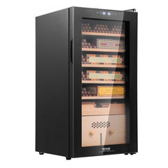 Electric Cigar Humidor, 82L Cigar Humidor Cabinet with Cooling, Heating & Humidity Control, 6 Layer Spanish Cedar Wood & Double Mirror Glass Cigar Humidor, for Up To 500 Cigars, Gift for Men