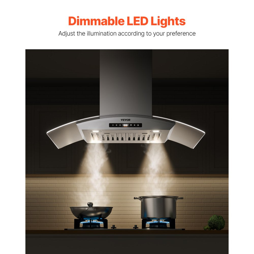 36" Wall Mount Range Hood Ceiling Mount Vent 800CFM Gesture & Touch Control