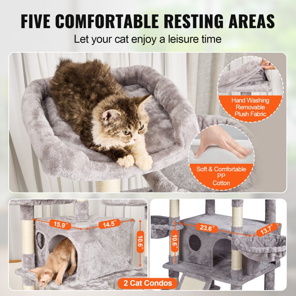 Cat Tree 68.5" Cat Tower for Indoor Cats with Cat Condos Scratching Post