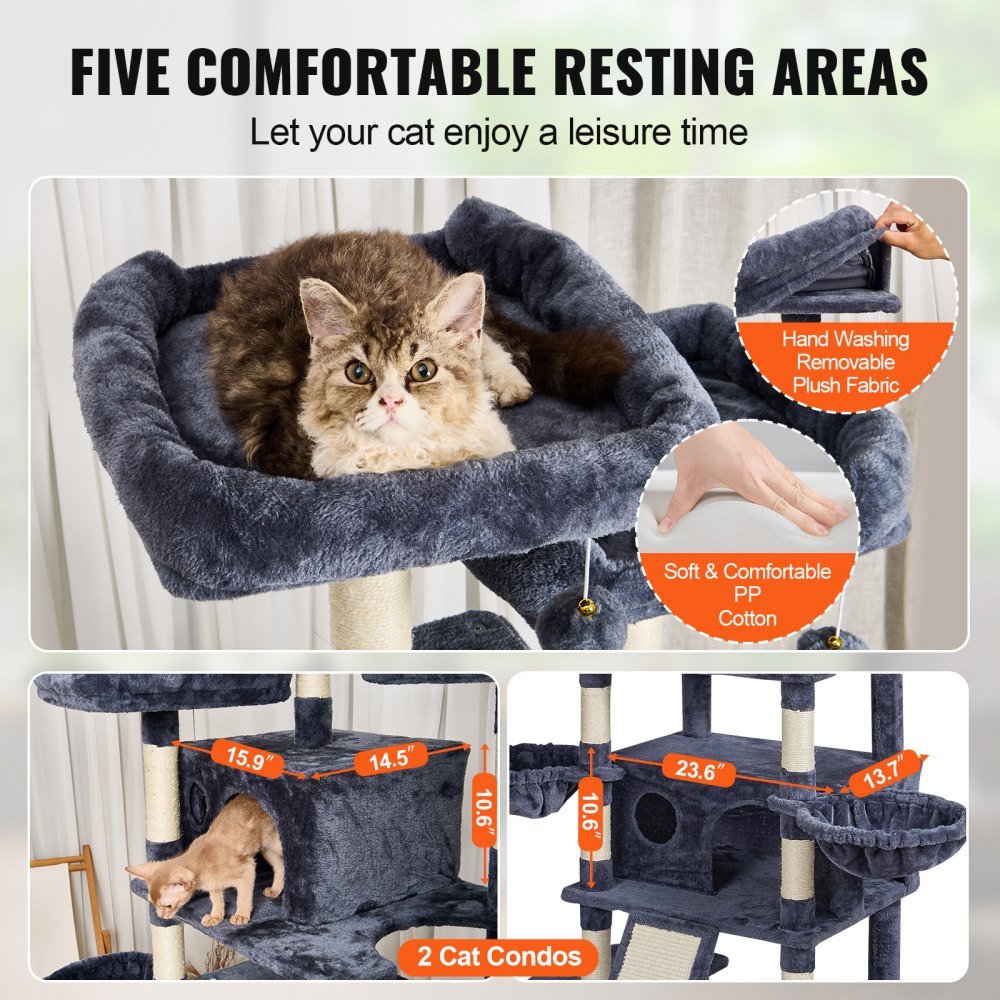 Cat Tree 68.5" Cat Tower for Indoor Cats with Cat Condos Scratching Post