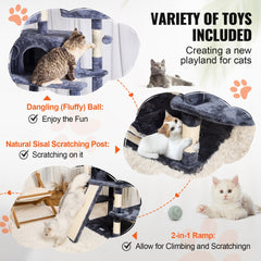 Cat Tree 68.5" Cat Tower for Indoor Cats with Cat Condos Scratching Post