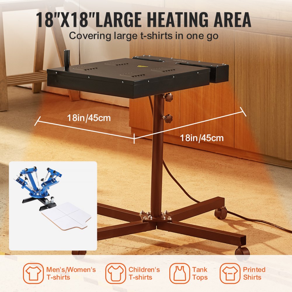 Bostome 18x18" flash dryer with adjustable stand and stainless steel heating element.
