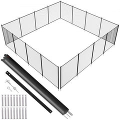 Pool Fence, 4 x 48 FT Pool Fences for Inground Pools, Removable Child Safety Pool Fencing, Easy DIY Installation Swimming Pool Fence, 340gms Teslin PVC Pool Fence Mesh Protects Kids and Pets