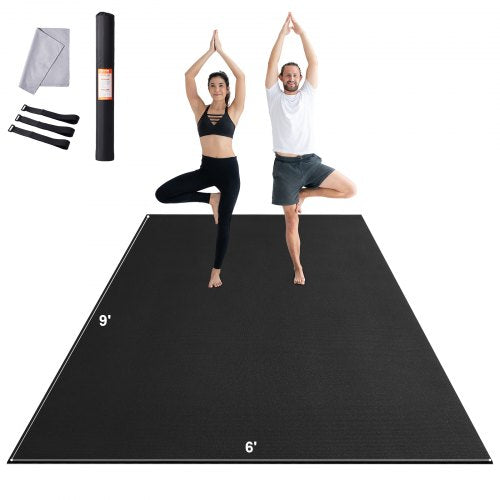 Exercise Mat, Non Slip High Density Premium Yoga Mat, Exercise Yoga Mat for Men & Women, Fitness & Exercise Mat with Bag & Carry Strap, for All Types of Home Yoga, Pilate & Floor Workout (9x6ft)