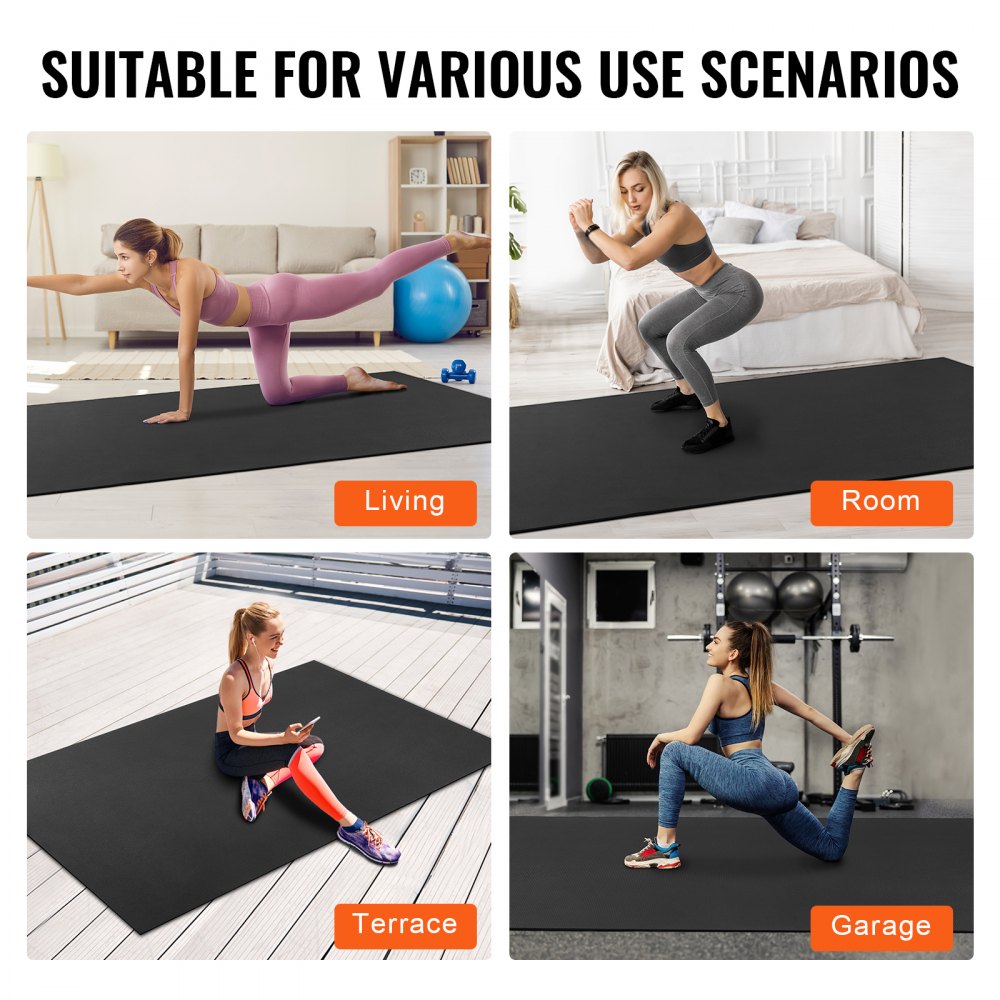 Exercise Mat, Non Slip High Density Premium Yoga Mat, Exercise Yoga Mat for Men & Women, Fitness & Exercise Mat with Bag & Carry Strap, for All Types of Home Yoga, Pilate & Floor Workout (9x6ft)