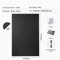 Exercise Mat, Non Slip High Density Premium Yoga Mat, Exercise Yoga Mat for Men & Women, Fitness & Exercise Mat with Bag & Carry Strap, for All Types of Home Yoga, Pilate & Floor Workout (9x6ft)