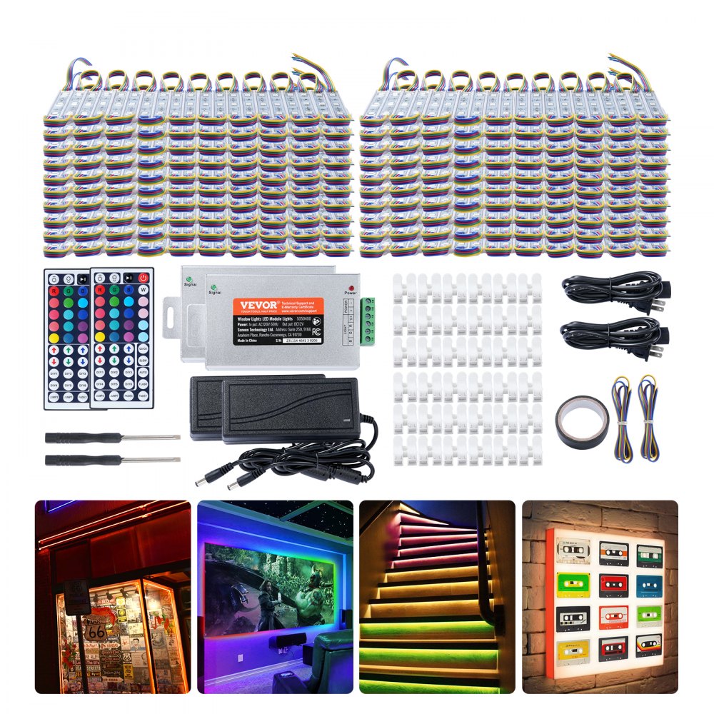 400PCS LED Storefront Lights, 207 ft, LED Module Lights, 5050 SMD 3-LED RGB Color Changing Window Lights with Remote Control for Business Store Window Advertising Letter Signs, IP68 Waterproof