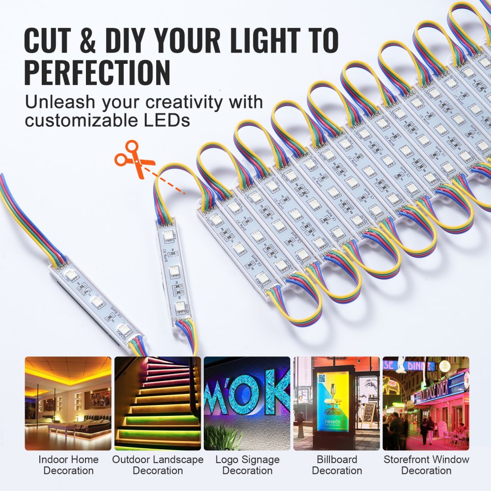 80PCS LED Storefront Lights, 41 ft, LED Module Lights, 5050 SMD 3-LED RGB Color Changing Window Lights with Remote Control for Business Store Window Advertising Letter Signs, IP68 Waterproof