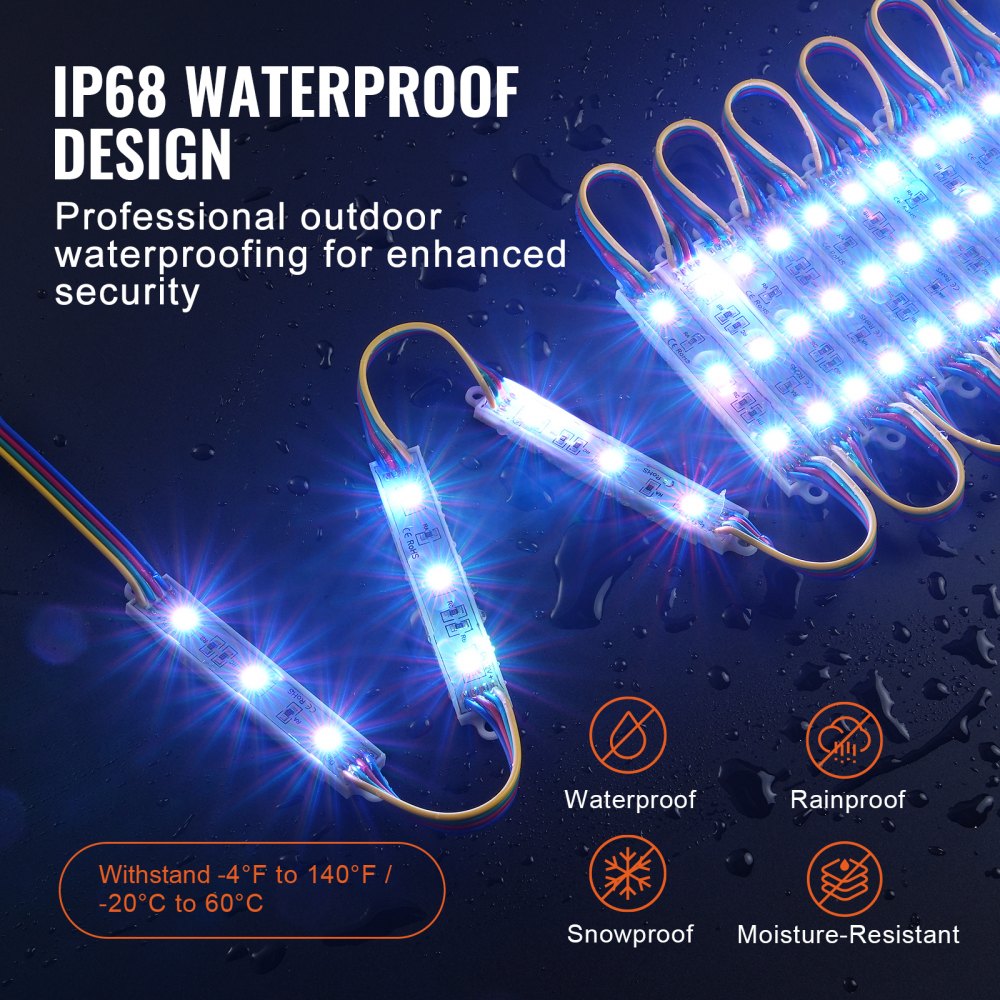 80PCS LED Storefront Lights, 41 ft, LED Module Lights, 5050 SMD 3-LED RGB Color Changing Window Lights with Remote Control for Business Store Window Advertising Letter Signs, IP68 Waterproof