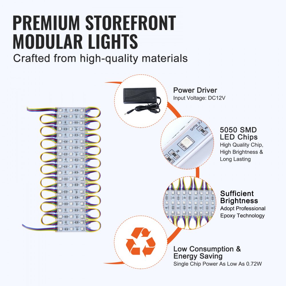 80PCS LED Storefront Lights, 41 ft, LED Module Lights, 5050 SMD 3-LED RGB Color Changing Window Lights with Remote Control for Business Store Window Advertising Letter Signs, IP68 Waterproof