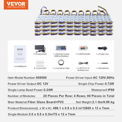 80PCS LED Storefront Lights, 41 ft, LED Module Lights, 5050 SMD 3-LED RGB Color Changing Window Lights with Remote Control for Business Store Window Advertising Letter Signs, IP68 Waterproof